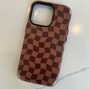 iPhone 13 Pro Phone Case in‎ Designer Checkerboard pattern, Matte Brown